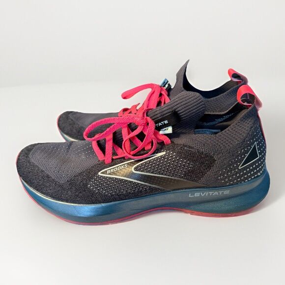 Brooks Womens Levitate 5 Dark Gray Blue Pink Running Shoes Sneakers Size 9 B - Picture 3 of 6